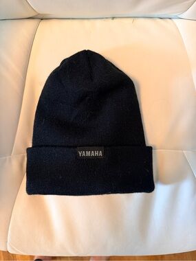 Yamaha Black Knit Cuffed Beanie with Logo Patch